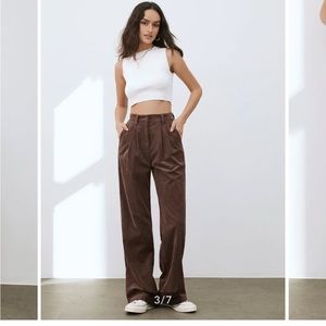 Wide Leg Pleated Corduroy Pants